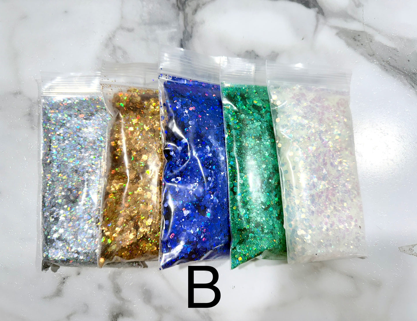 Chunky glitter destash bundle (qty 5), fine glitter bags, fine glitter, chunky glitter, craft glitter