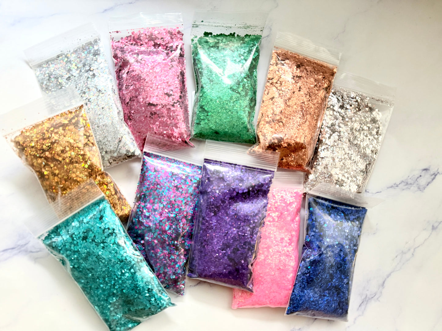 Chunky glitter destash bundle (qty 5), fine glitter bags, fine glitter, chunky glitter, craft glitter