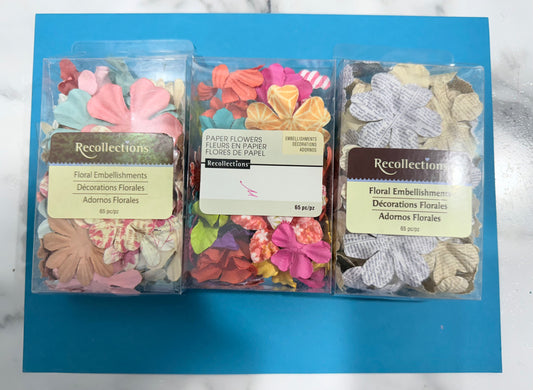 Mixed paper Flowers, Paper Flower Embellishments for Scrapbooking & DIY Crafts