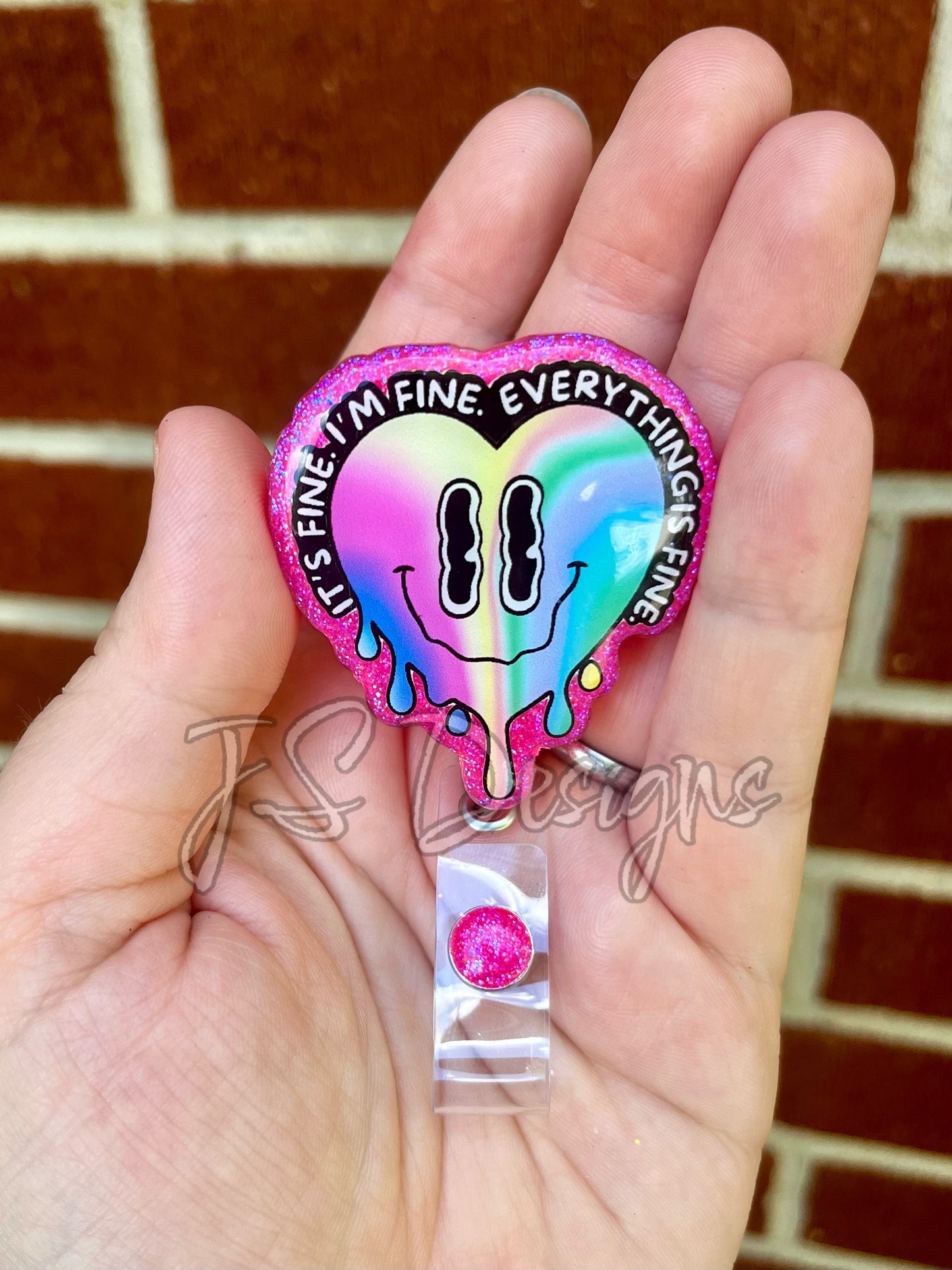 It's fine, I"m fine, Everything is fine clear acrylic blanks & vinyl decal, acrylic blank, decal, vinyl decal, cast acrylic, It's fine badge reel, acrylic blank