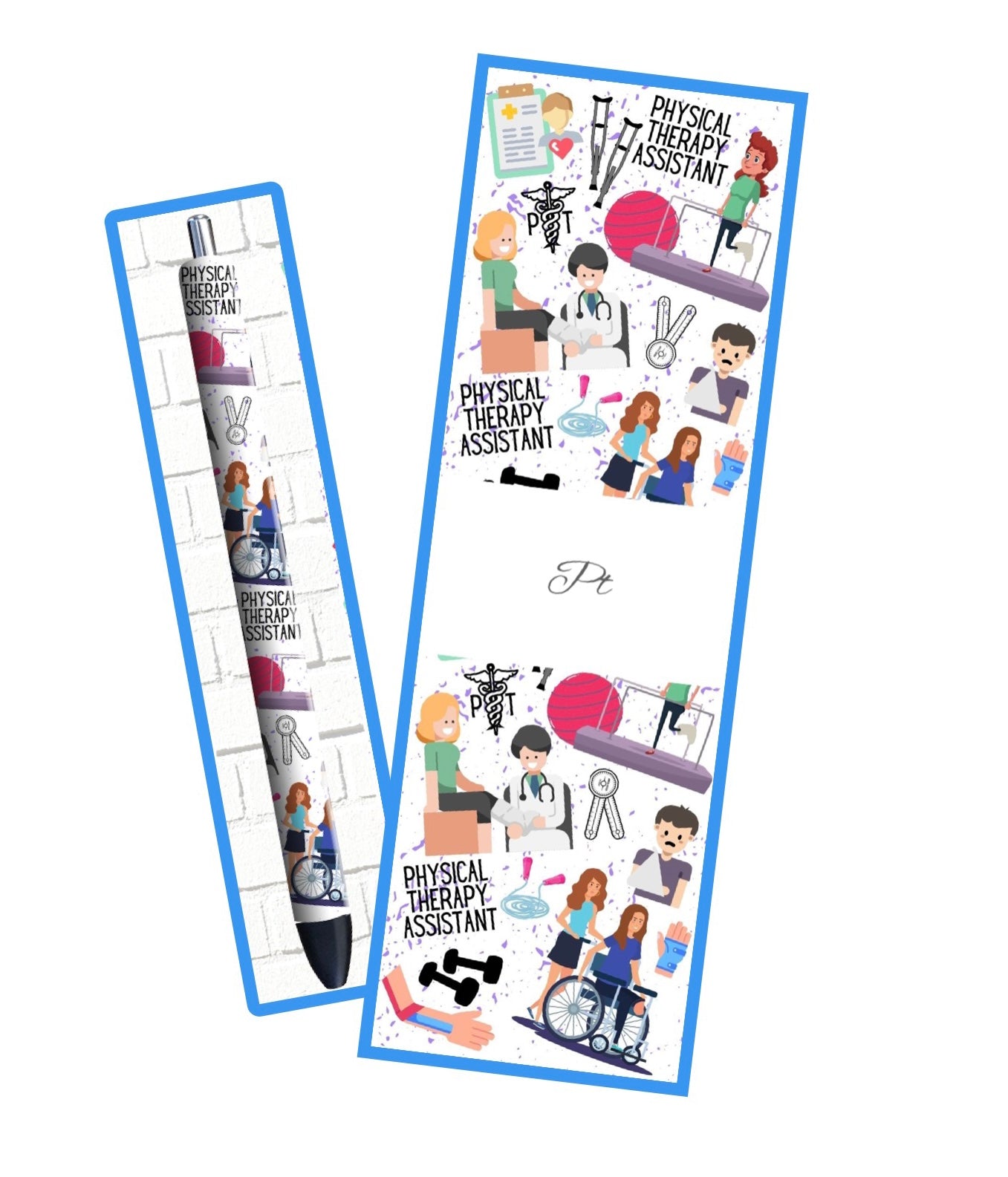 Physical therapy pen wrap vinyl sheet, Physical therapy pen wrap, pen wrap vinyl print sheet, pattern vinyl for pens, pen wrap craft vinyl for Cricut and Silhouette