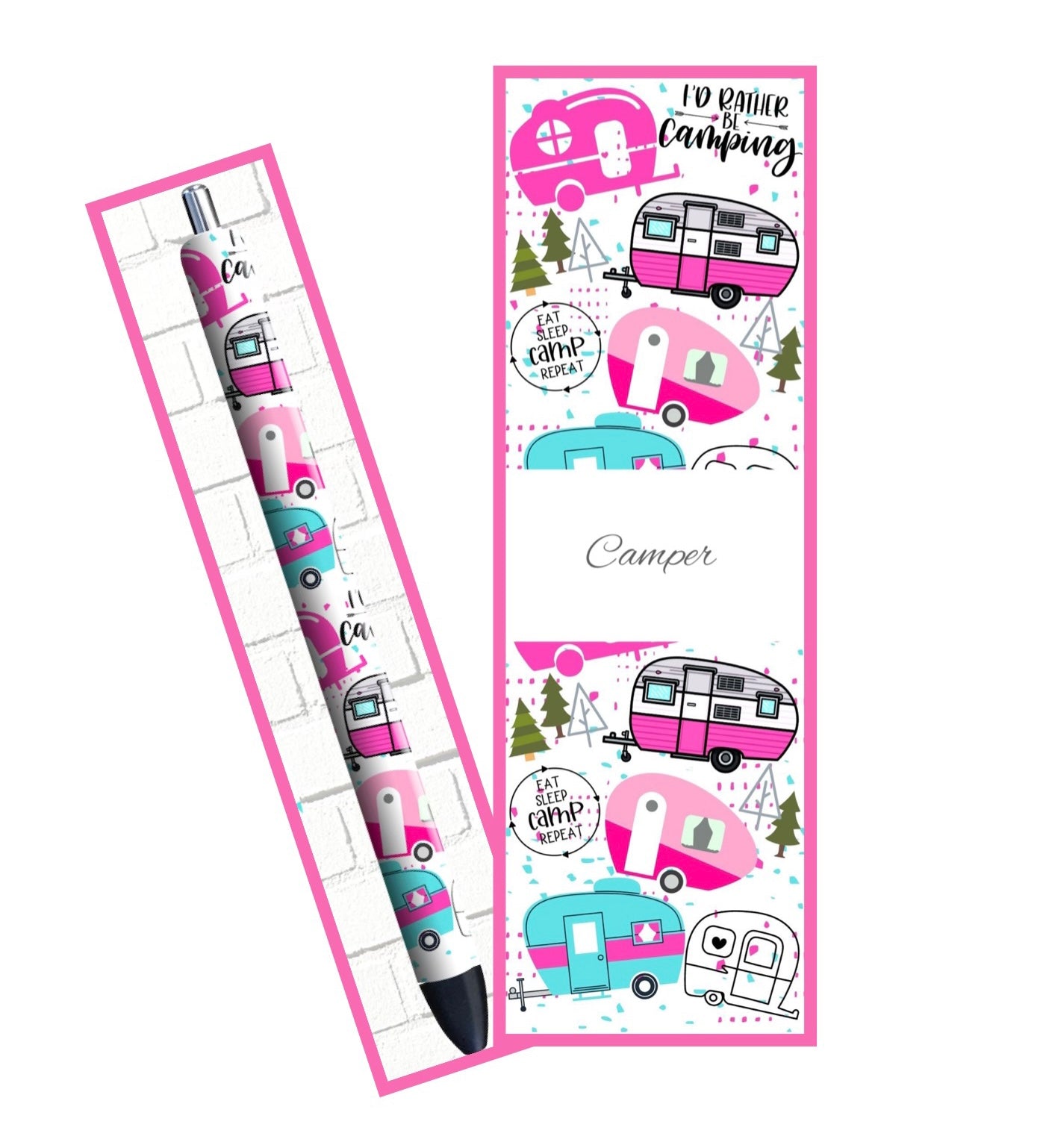 Camper pen wrap vinyl sheet, Camper pen wrap, pen wrap vinyl print sheet, pattern vinyl for pens, pen wrap craft vinyl for Cricut and Silhouette
