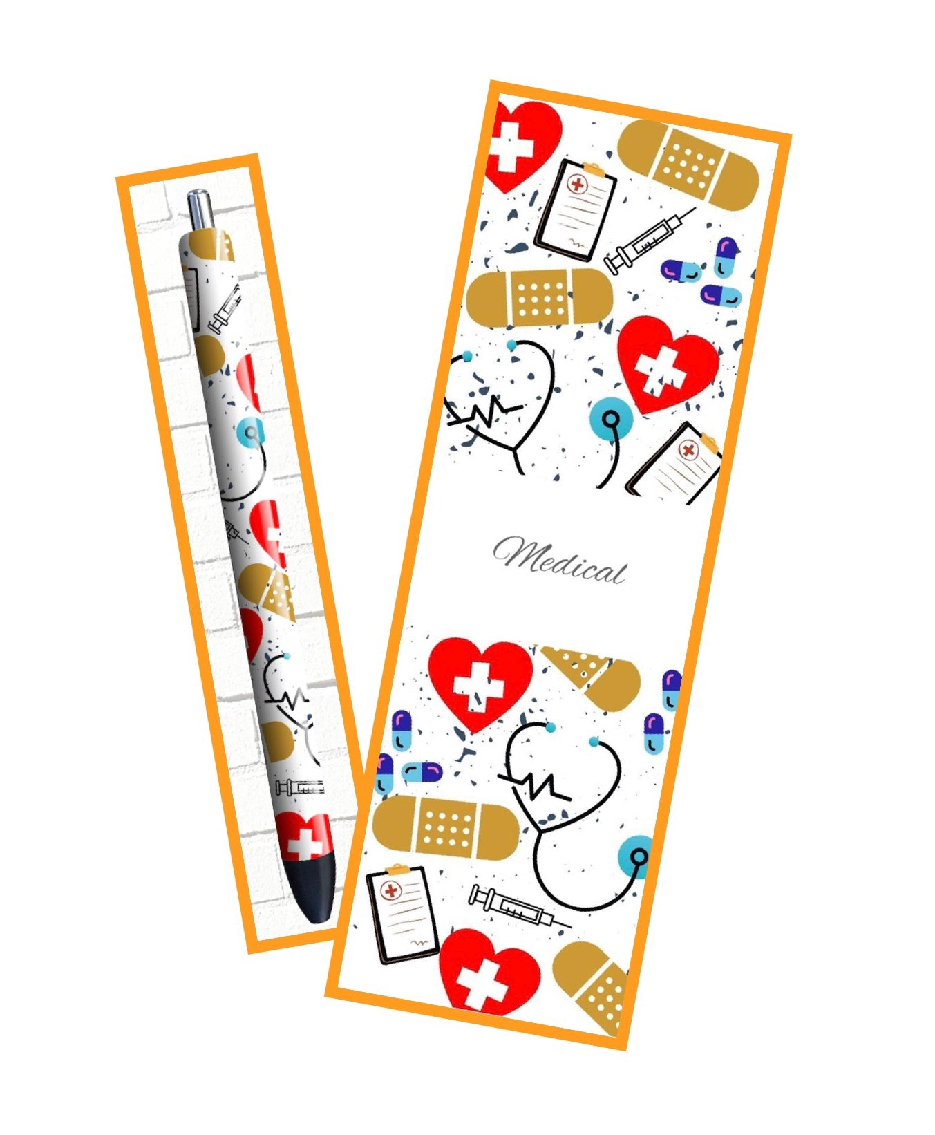 Nurse pen wrap vinyl sheet, Medical pen wrap, pen wrap vinyl print sheet, pattern vinyl for pens, pen wrap craft vinyl for Cricut and Silhouette