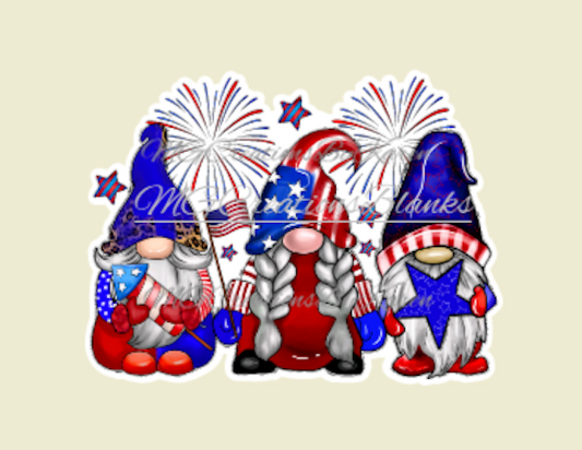 4th of July Gnomes clear acrylic blanks for badge reels with matching vinyl decal, acrylic blank, decal, vinyl decal, 4th of July acrylic