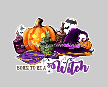 2” Born to be a witch clear acrylic blanks for badge reels with matching vinyl decal, acrylic blank, decal, vinyl decal, Halloween witch acrylic blank, Halloween witch