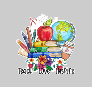 2” Teach love inspire clear acrylic blanks for badge reels & vinyl decal, acrylic blank, decal, vinyl decal, cast acrylic, teacher badge reel