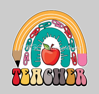 2” Teacher rainbow clear acrylic blanks for badge reels & vinyl decal, acrylic blank, decal, vinyl decal, cast acrylic, teacher badge reel