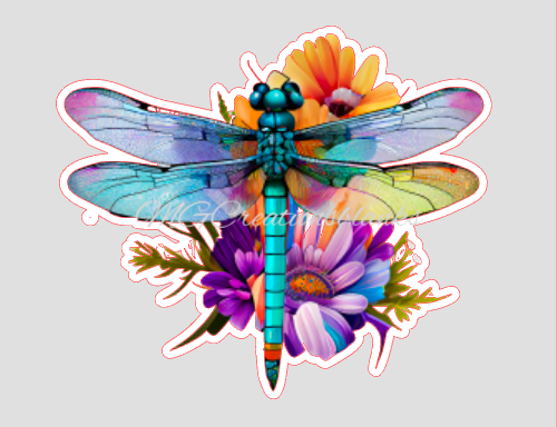 Dragonfly clear acrylic blanks for badge reels with matching vinyl decal, acrylic blank, decal, vinyl decal, Dragonfly decal, acrylic
