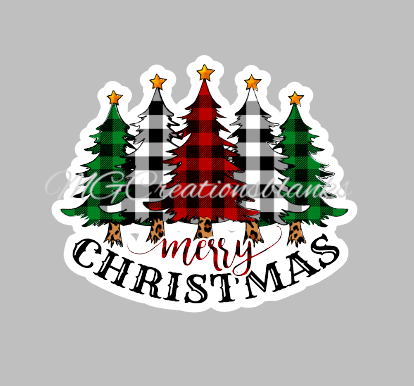 2” Christmas plaid trees clear acrylic blank for badge reel with matching  vinyl decal, acrylic blank, decal, vinyl decal, Christmas tree decal