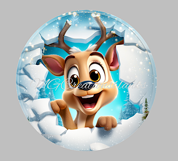 Reindeer clear acrylic blank for badge reel with matching vinyl decal, acrylic blank, decal, vinyl decal, Reindeer decal, acrylic, Santa Reindeer acrylic blank