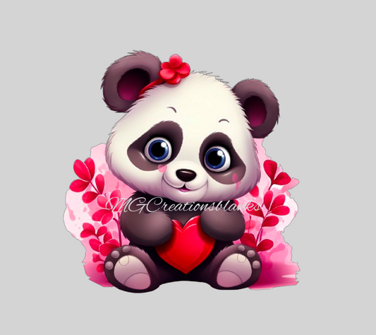 Valentine panda clear acrylic blanks for badge reels with matching vinyl decal, acrylic blank, decal, vinyl decal, Valentine panda acrylic blank
