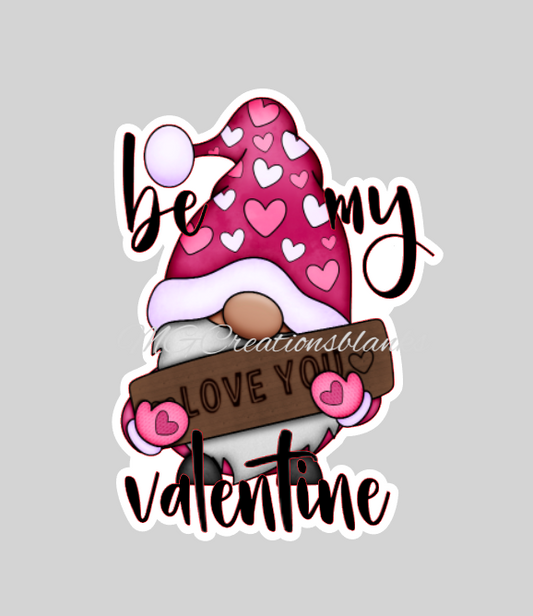 Valentine gnome clear acrylic blanks for badge reels with matching vinyl decal, acrylic blank, decal, vinyl decal, Valentine gnome acrylic blank