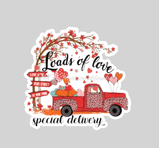 Valentine love truck clear acrylic blanks for badge reels with matching vinyl decal, acrylic blank, decal, vinyl decal, Love truck acrylic blank