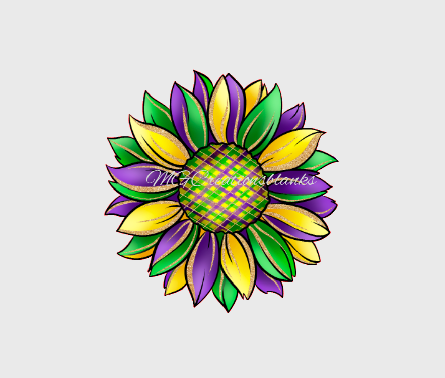 Mardi grass sunflower clear acrylic blanks for badge reels with matching  vinyl decal, acrylic blank, decal, vinyl decal, Mardi gras acrylic blank