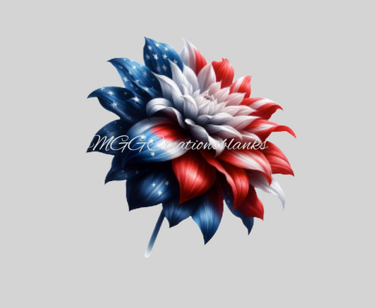 4th of July flower clear acrylic blanks for badge reels with matching vinyl decal, acrylic blank, decal, vinyl decal, Independence day acrylic