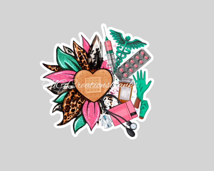 Medical Sunflower acrylic blanks for badge reels & vinyl decal, acrylic blank, decal, vinyl decal, cast acrylic,  reel, Nurse badge reel