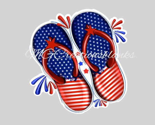 4th of July sandals clear acrylic blanks for badge reels with matching vinyl decal, acrylic blank, decal, vinyl decal, Independence day acrylic