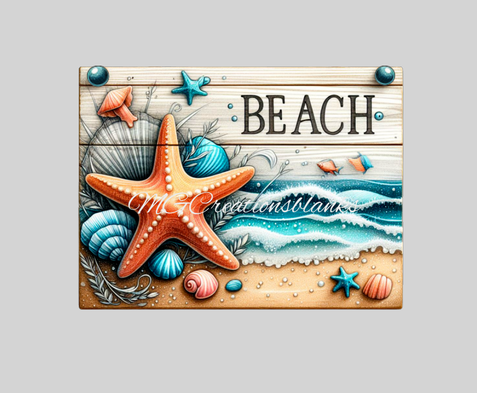 Beach acrylic blanks for badge reels & vinyl decal, acrylic blank, decal, vinyl decal, Ocean clear cast acrylic, Beach badge reel