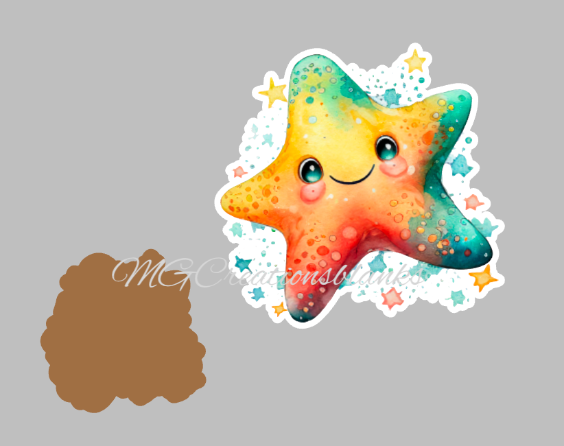 Starfish clear acrylic blank for badge reel with matching vinyl decal, acrylic blank, decal, vinyl decal, Starfish decal, acrylic