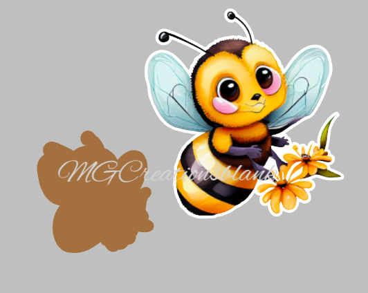 Bee clear acrylic blanks for badge reels with matching vinyl decal, bumblebee acrylic blank, decal, vinyl decal, Bumblebee decal, acrylic, baby bee