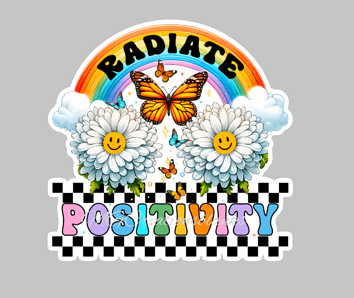 Radiate positivity clear acrylic blanks & vinyl decal, acrylic blank, decal, vinyl decal, cast acrylic, motivational clear acrylic blank, clear acrylic blank badge reel, Positivity acrylic blank