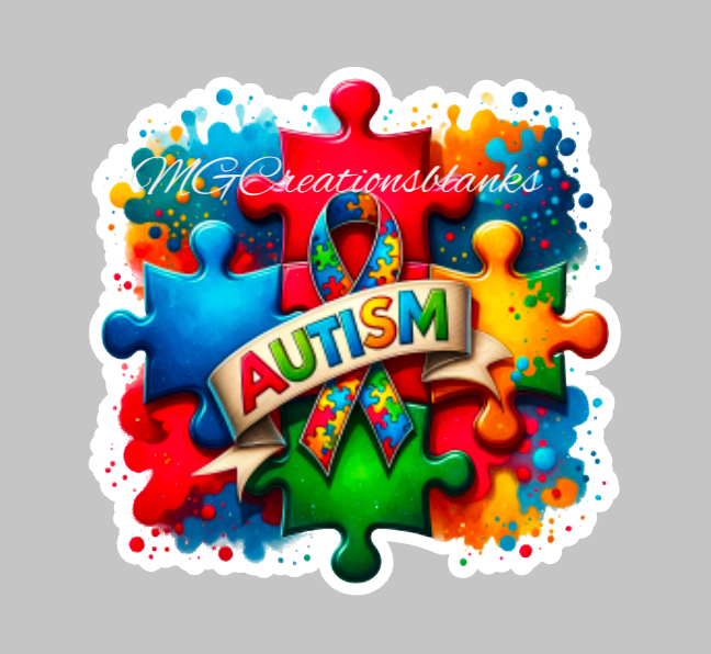 Autism awareness clear acrylic blanks & vinyl decal, acrylic blank, decal, vinyl decal, cast acrylic, autism badge reel, autism acrylic blank