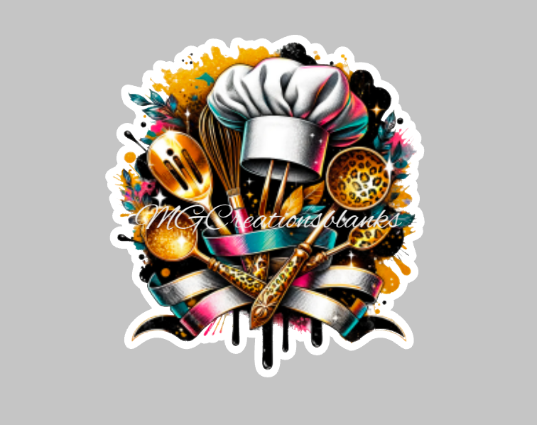 Chef acrylic blank for badge reel & vinyl decal set, Baker acrylic blank, Baker decal, Chef vinyl decal, baker cast acrylic, culinary acrylic blank