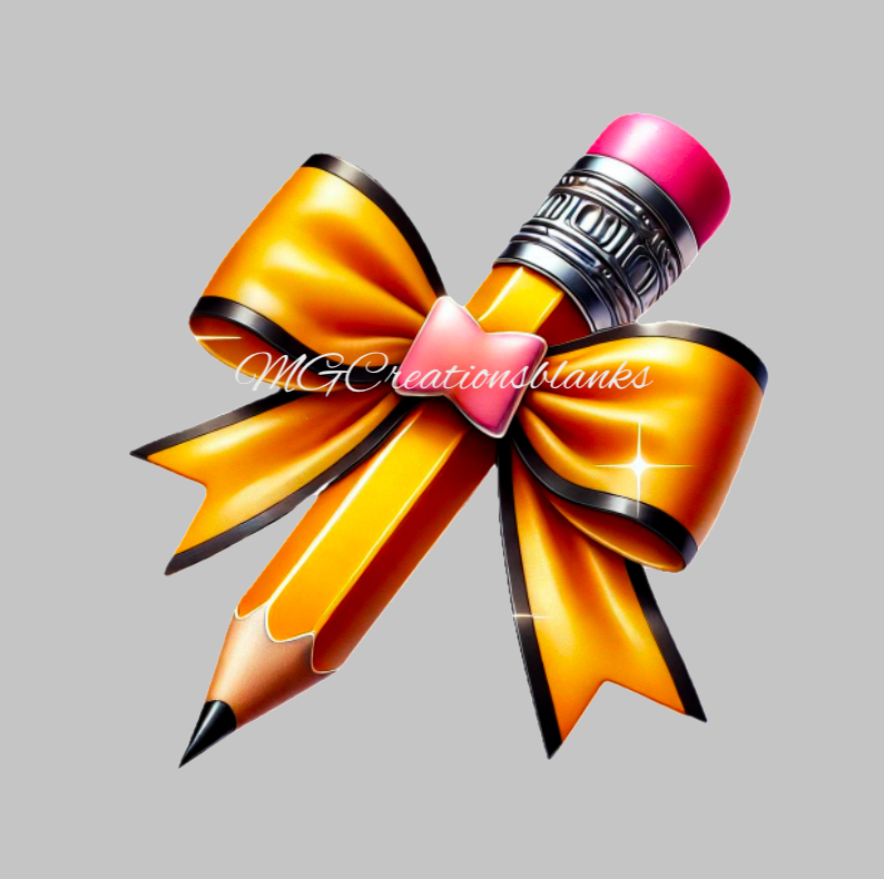 Teacher pencil bow clear acrylic blank for badge reels & vinyl decal, Teacher pencil bow acrylic blank, vinyl decal, cast acrylic, teacher badge reel