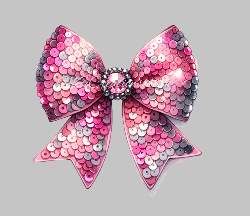 Valentine sequin bow clear acrylic blank for badge reels with matching vinyl decal, Valentine bow acrylic blank, Valentine bow vinyl decal, Valentine acrylic blank