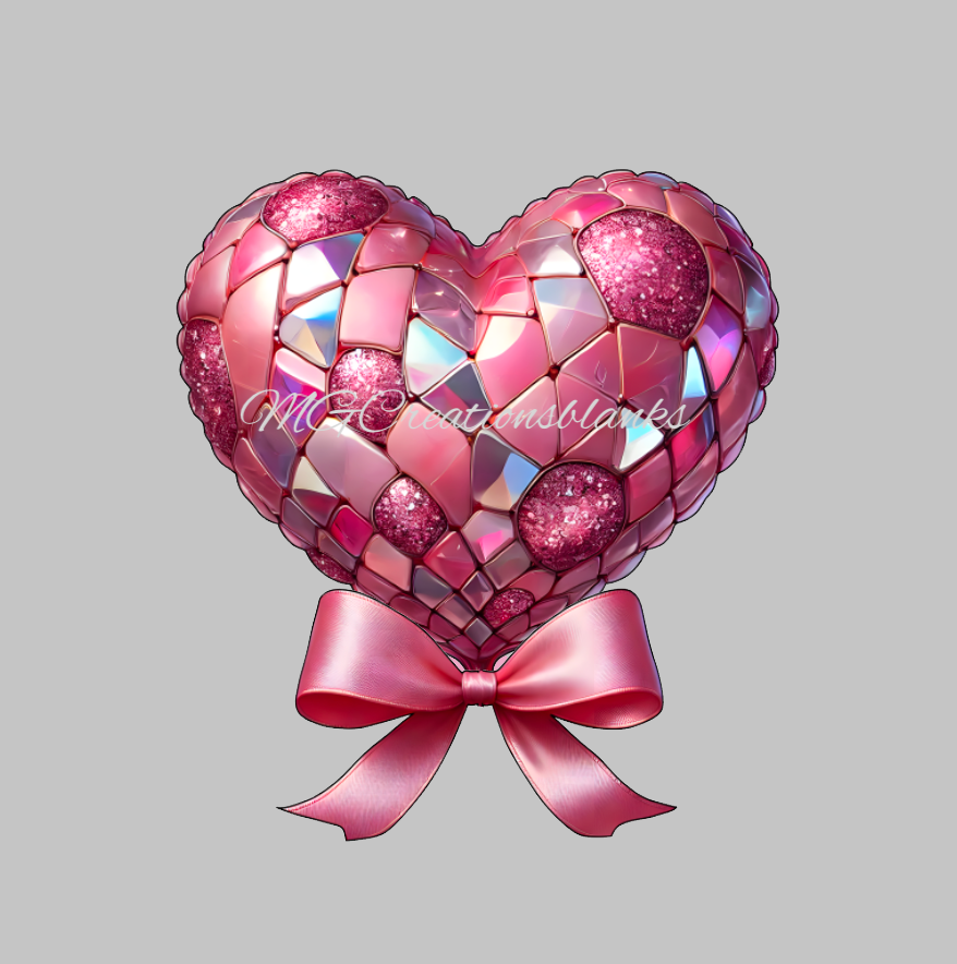 Valentine Heart clear acrylic blank for badge reels with matching vinyl decal, heart acrylic blank, Disco heart vinyl decal, Valentine heart acrylic blank