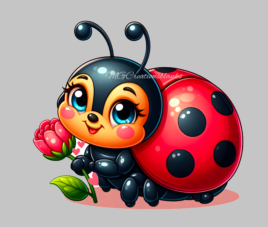 Valentine love bug clear acrylic blanks for badge reels with matching vinyl decal, valentine love bug acrylic blank, ladybug decal, valentine vinyl decal, Valentine love bug acrylic blank