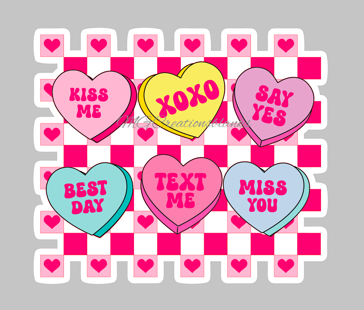 Hugh and kisses clear acrylic blanks for badge reels with matching vinyl decal, XOXO acrylic blank, decal, vinyl decal, XOXO Valentine drinks, heart acrylic blank (Copy)