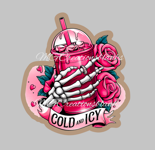 Cold & Icy Valentine drink clear acrylic blanks for badge reels with matching vinyl decal, acrylic blank, Valentine drink decal, Valentine vinyl decal, Valentine drinks, cold & Icy acrylic blank