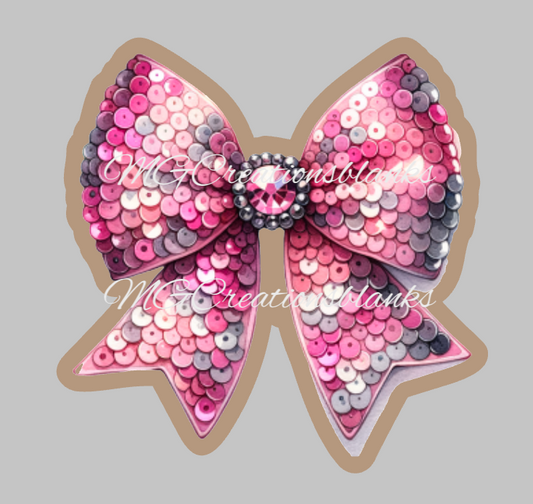 Valentine sequin bow clear acrylic blank for badge reels with matching vinyl decal, Valentine bow acrylic blank, Valentine bow vinyl decal, Valentine acrylic blank
