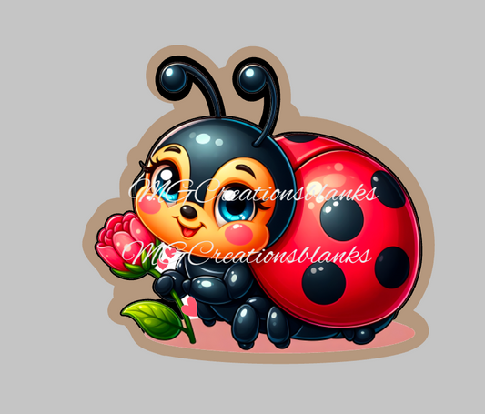 Valentine love bug clear acrylic blanks for badge reels with matching vinyl decal, valentine love bug acrylic blank, ladybug decal, valentine vinyl decal, Valentine love bug acrylic blank