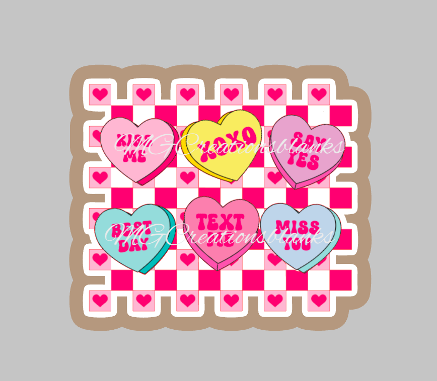 Hugh and kisses clear acrylic blanks for badge reels with matching vinyl decal, XOXO acrylic blank, decal, vinyl decal, XOXO Valentine drinks, heart acrylic blank (Copy)
