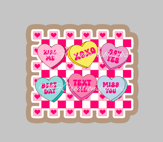 Hugh and kisses clear acrylic blanks for badge reels with matching vinyl decal, XOXO acrylic blank, decal, vinyl decal, XOXO Valentine drinks, heart acrylic blank (Copy)