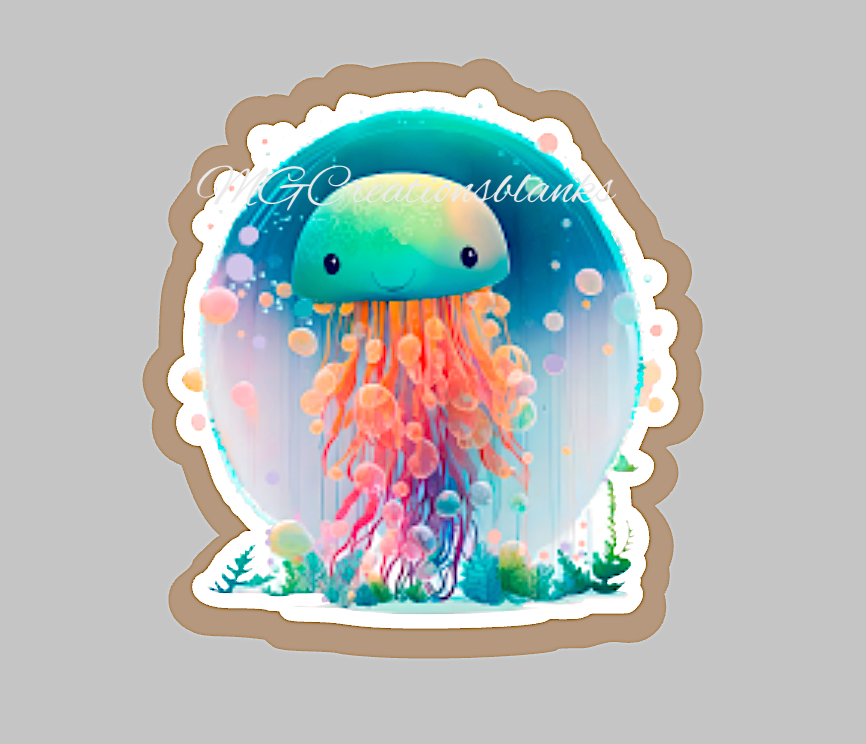 Jellyfish acrylic blank for badge reels & vinyl decal, acrylic blank, decal, vinyl decal, cast acrylic, badge reel, Jellyfish badge reel