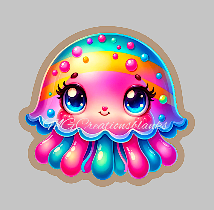 Jellyfish clear acrylic blanks for badge reels with matching vinyl decal, jellyfish acrylic blank, decal, vinyl decal, Jellyfish decal, acrylic