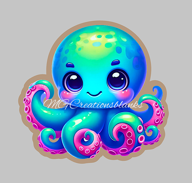 Octopus clear acrylic blanks for badge reels with matching vinyl decal, Octopus acrylic blank, decal, vinyl decal, Octopus decal, acrylic