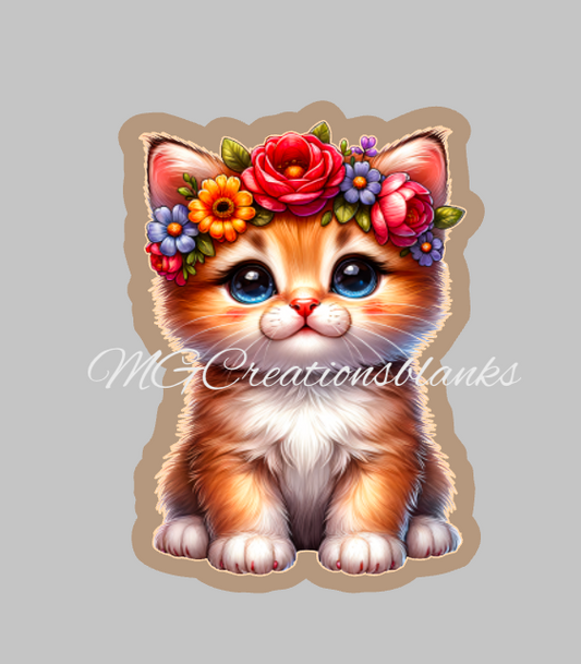 Cat clear acrylic blanks for badge reels with matching vinyl decal, acrylic blank, decal, vinyl decal, Cat decal, kitten acrylic blank