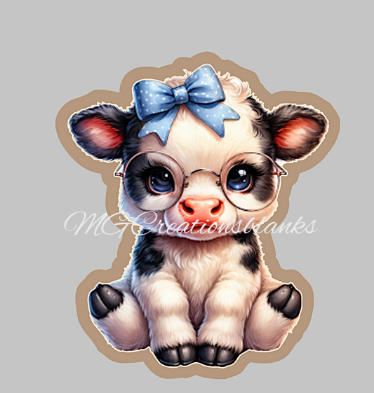 Cow clear acrylic blanks for badge reels with matching vinyl decal, acrylic blank, decal, vinyl decal, Cow decal, Cow acrylic blank, Baby cow