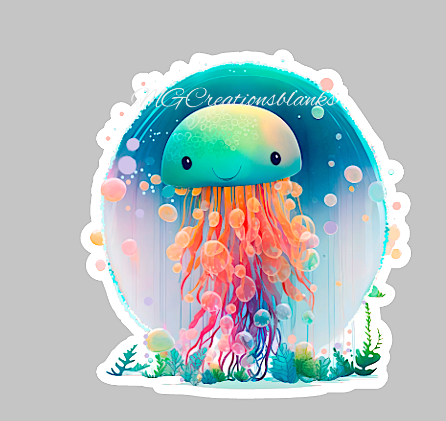 Jellyfish acrylic blank for badge reels & vinyl decal, acrylic blank, decal, vinyl decal, cast acrylic, badge reel, Jellyfish badge reel