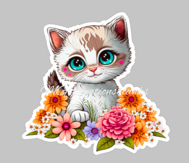 Cat clear acrylic blanks for badge reels with matching vinyl decal, acrylic blank, decal, vinyl decal, Cat decal, kitten acrylic blank