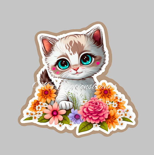 Cat clear acrylic blanks for badge reels with matching vinyl decal, acrylic blank, decal, vinyl decal, Cat decal, kitten acrylic blank