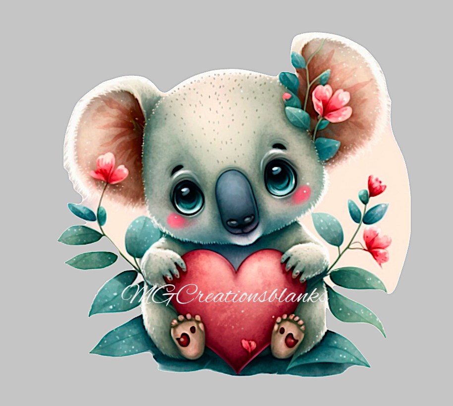 Koala clear acrylic blanks for badge reels with matching vinyl decal, koala acrylic blank, koala vinyl decal, Koalas craft acrylic blanks