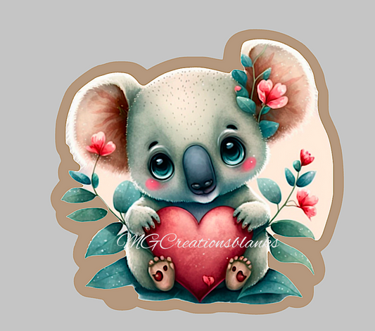 Koala clear acrylic blanks for badge reels with matching vinyl decal, koala acrylic blank, koala vinyl decal, Koalas craft acrylic blanks