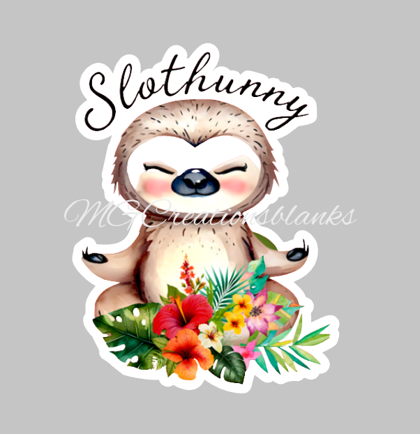 Sloth clear acrylic blanks for badge reels with matching vinyl decal, acrylic blank, decal, vinyl decal, sloth decal, acrylic, sloth