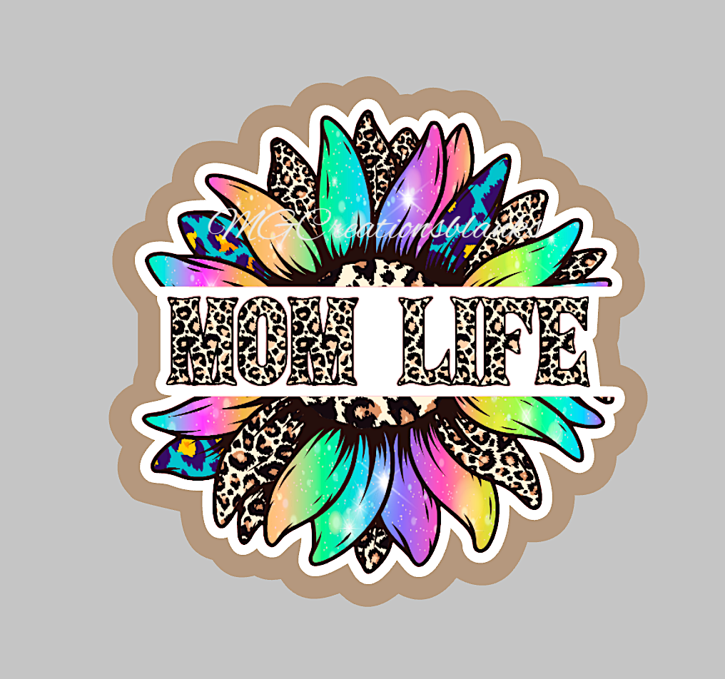 Mom sunflower acrylic blanks for badge reels & vinyl decal, acrylic blank, decal, vinyl decal, mom decal, cast acrylic, mom badge reel
