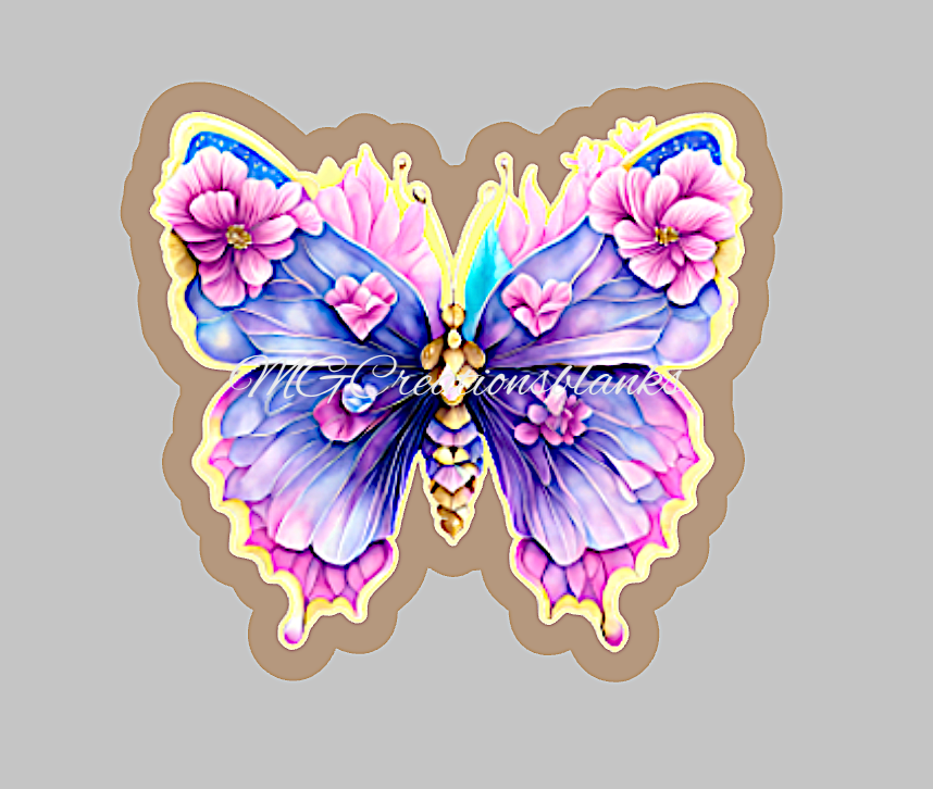 Butterfly clear acrylic blanks for badge reels with matching vinyl decal, acrylic blank, decal, vinyl decal, Butterfly clear acrylic blank